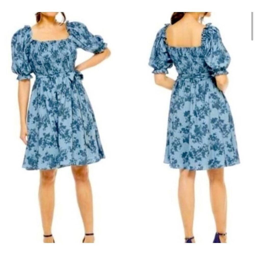 Gal Meets Glam Shiloh Dress Blue Fox Floral Sz 2